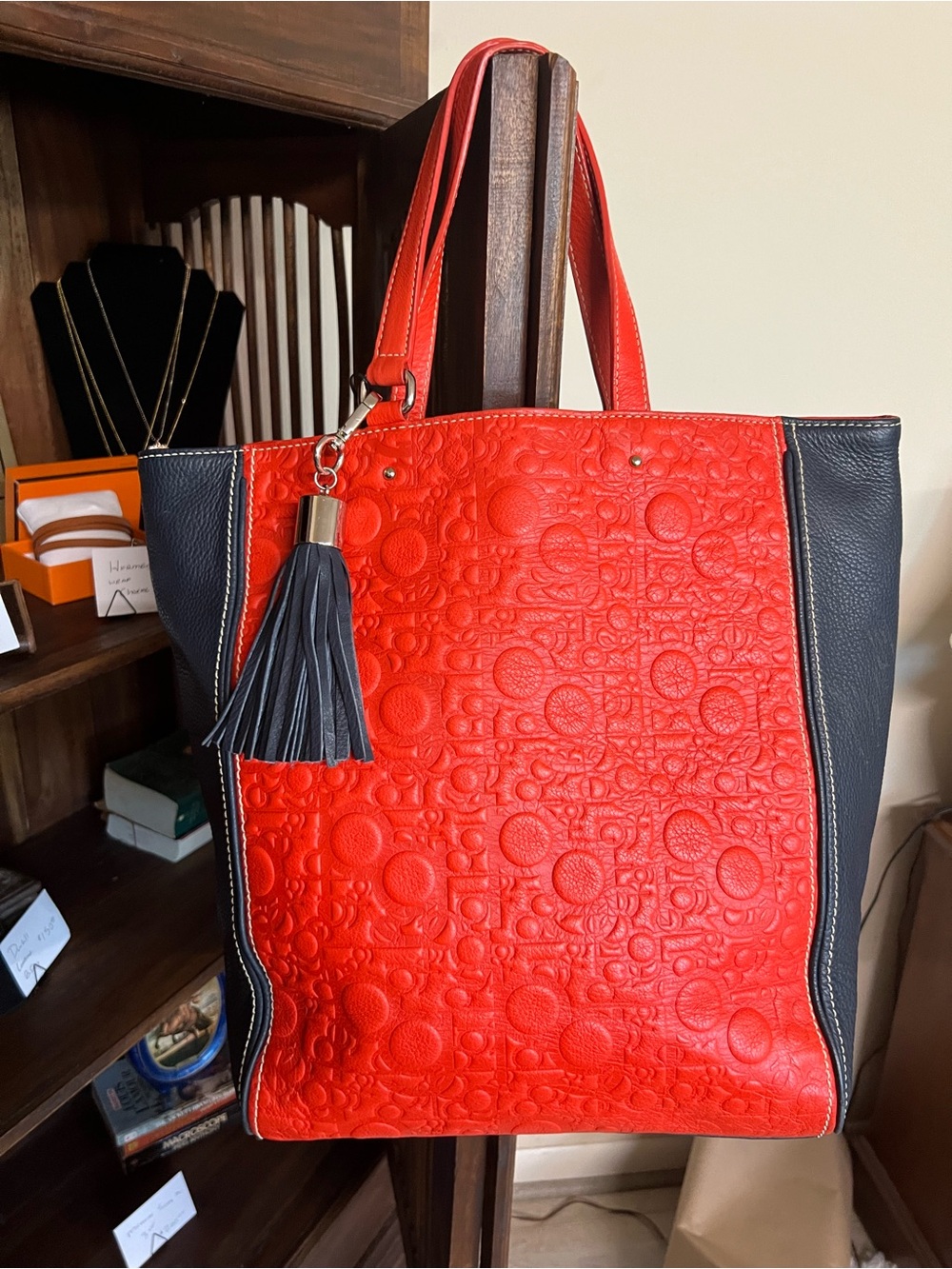 Purificación Garcia Pebbled Leather Tote Spain